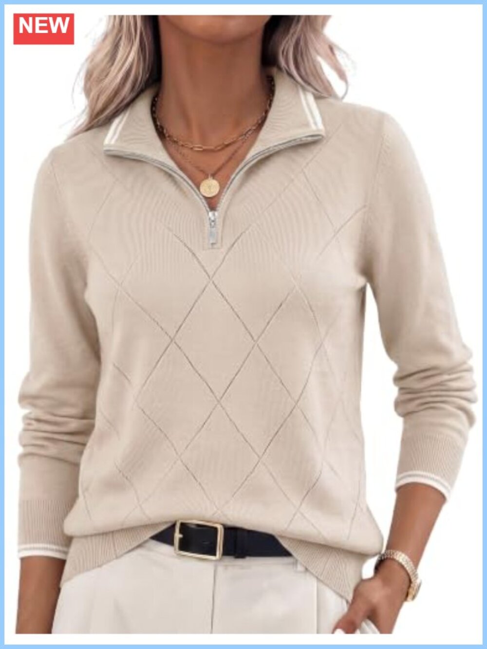 Ribbed Knit Half Zip Pullover Sweater